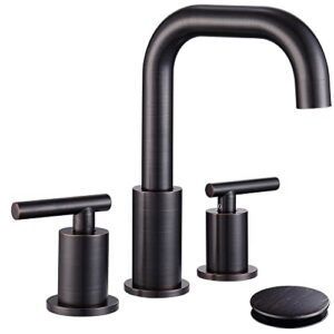 oil rubbed bronze bathroom faucet 3 hole, 2 handle rubbed bronze widespread bathroom faucet with sink pop up drain and faucet supply lines, childano bronze bathroom faucet ch3166orb