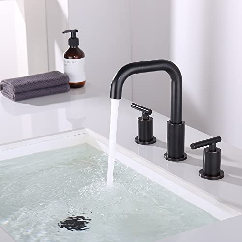 Oil Rubbed Bronze Bathroom Faucet 3 Hole, 2 Handle Rubbed Bronze Widespread Bathroom Faucet with Sink Pop Up Drain and Faucet Supply Lines, ChiLDano Bronze Bathroom Faucet CH3166ORB