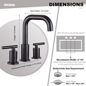 Oil Rubbed Bronze Bathroom Faucet 3 Hole, 2 Handle Rubbed Bronze Widespread Bathroom Faucet with Sink Pop Up Drain and Faucet Supply Lines, ChiLDano Bronze Bathroom Faucet CH3166ORB