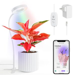 diivoo smart grow light for indoor plant full spectrum, bluetooth led growing lamp for small herb garden, automatic timer, stepless dimming, height adjustable