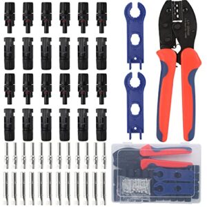 yxgood solar crimping tool for solar panel cable with 12 pairs solar connectors, 1pcs solar crimper, 2 pcs spanner wrench, crimper tool for 2.5/4/6mm² solar pv wire