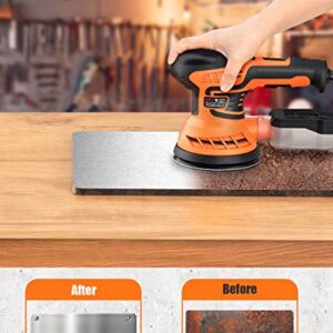 Random Orbital Sander, DWT 2.8A 350W Power Orbital Sander with 7 Variable Speed, 14Pcs Sanding Discs(2Pcs Upgrade Dust-free Sandpaper), Cyclone Box, 5-Inch Corded Electric Sander for Sanding Wood/Rust