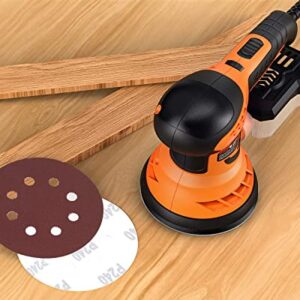 Random Orbital Sander, DWT 2.8A 350W Power Orbital Sander with 7 Variable Speed, 14Pcs Sanding Discs(2Pcs Upgrade Dust-free Sandpaper), Cyclone Box, 5-Inch Corded Electric Sander for Sanding Wood/Rust