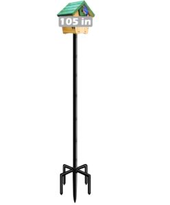 mokeyder 105 inch bird house pole mount kit, adjustable heavy duty bird feeder pole for outdoors, universal mounting post set with 5-prong base, black, 1 pack