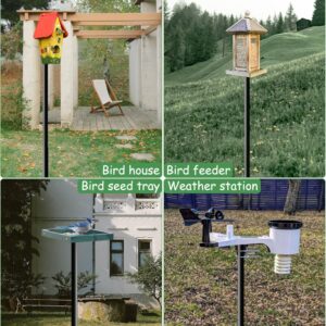 Mokeyder 105 Inch Bird House Pole Mount Kit, Adjustable Heavy Duty Bird Feeder Pole for Outdoors, Universal Mounting Post Set with 5-Prong Base, Black, 1 Pack