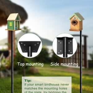 Mokeyder 105 Inch Bird House Pole Mount Kit, Adjustable Heavy Duty Bird Feeder Pole for Outdoors, Universal Mounting Post Set with 5-Prong Base, Black, 1 Pack