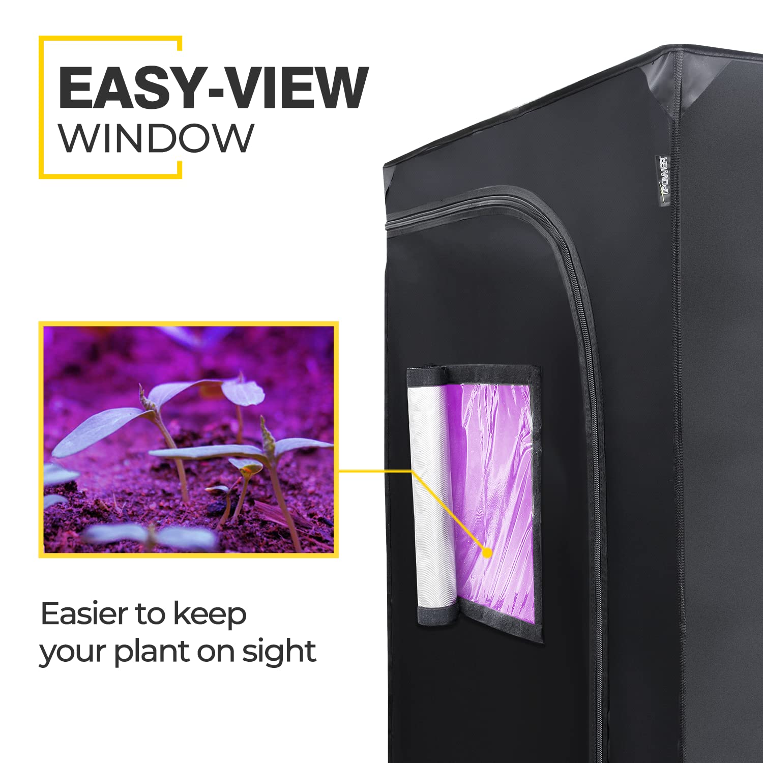 iPower Hydroponic Grow Tent, Water-Resistant Mylar, with Removable Floor Tray, Observation Window and Tool Bag, for Indoor Plant Seedling, Propagation, Blossom, 36" x 36" x 72", Black