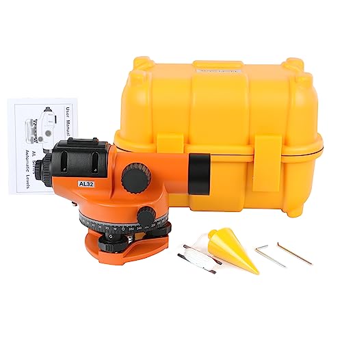 Automatic Optical Level 32X with Self-Leveling Magnetic Dampened Compensator and Transport Lock, Height/Distance/Angle Measuring Tool 393Ft of 3/10" at 100Ft Leveling Accuracy IP54 Waterproof