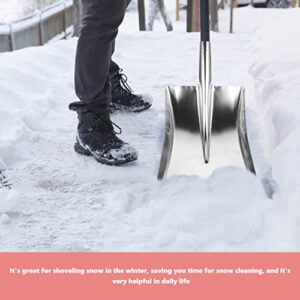 GANAZONO Snow Shovel Head Stainless Steel Winter Snow Removing Shovel Poultry Feed Shovel Head Pan Snow Pushing Shovel Accessories (Silver)