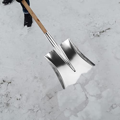 GANAZONO Snow Shovel Head Stainless Steel Winter Snow Removing Shovel Poultry Feed Shovel Head Pan Snow Pushing Shovel Accessories (Silver)