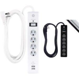 ge surge protector bundle with 4 outlets, 2 usb ports, 10ft cord and 6 outlets