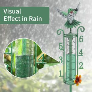 APSOONSELL Rain Gauge Outdoor - 6" Capacity Rain Gauges with Metal Stake, Green Rain Gauge Large Numbers Easy to Read for Garden Yard Lawn Decoration