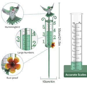 APSOONSELL Rain Gauge Outdoor - 6" Capacity Rain Gauges with Metal Stake, Green Rain Gauge Large Numbers Easy to Read for Garden Yard Lawn Decoration