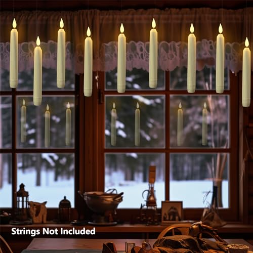 5plots Flameless Taper Candles Flickering with Remote Timer, 7 Inch Ivory Battery Operated Led Taper Candles, 6Pcs Plastic Roman Column Floating Taper Candles, Candlesticks for Halloween Christmas