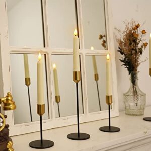 5plots Flameless Taper Candles Flickering with Remote Timer, 7 Inch Ivory Battery Operated Led Taper Candles, 6Pcs Plastic Roman Column Floating Taper Candles, Candlesticks for Halloween Christmas
