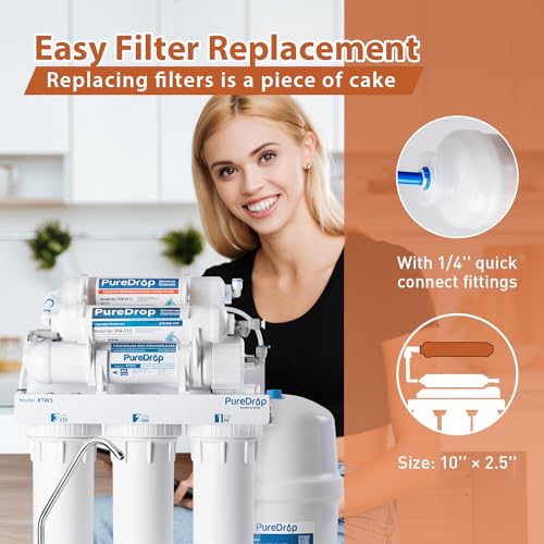 Puredrop PDR-FA15 Alkaline Water Filter Cartridge Replacement for Reverse Osmosis Systems, pH Balance and Minerals Restoration