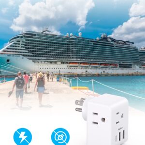 Multi Plug Outlet Extender, Power Strip Non Surge Protector Electric Outlet Splitter with 3 USB Wall Charger (1 USB C), Multiple Outlet Expander for Cruise, Dorm, Travel, Home, Office