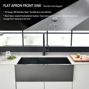 28 Inch Black Undermount Farmhouse Sink, Gabhar 28x20x10 Nano Black Stainless Steel Apron Front Farmhouse Sink GH023D+BG