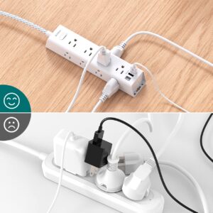 Desk Power Strip Surge/Overload Protector - Flat Plug, Power Strip, 12 Widely AC Outlets 3 USB (1-USB C), Extension Cord with USB Ports, Wall Mount for Dorm Home Office, ETL Listed
