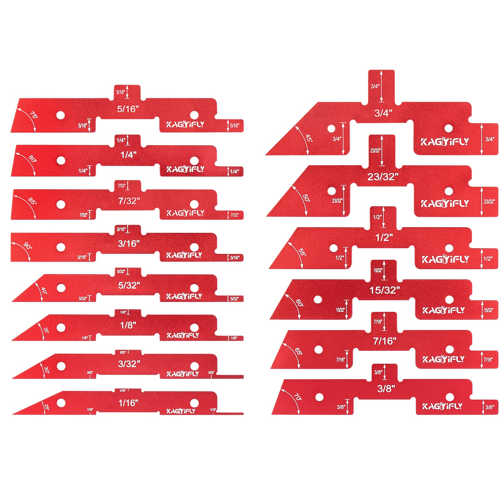 KAGYIFLY Setup Blocks Woodworking, 14pcs Aluminum Setup Blocks Height Gauge Set for Router Table Saw and Angle Measure Set up (Each Setup Bars has Different Thickness)