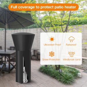 Aidetech Tabletop Outdoor Heater Cover, Mini Portable Propane Heater Cover Waterproof Windproof Gas Outside Heater Cover for Patio, Garden, Porch Use (Black-24"D x 14.5" W x 38"H)