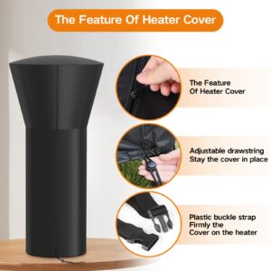 Aidetech Tabletop Outdoor Heater Cover, Mini Portable Propane Heater Cover Waterproof Windproof Gas Outside Heater Cover for Patio, Garden, Porch Use (Black-24"D x 14.5" W x 38"H)