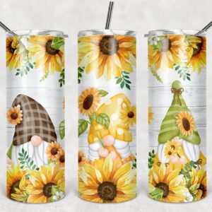 20oz Skinny Tumbler | Skinny | Tumbler | Sunflower | Gnome | Spring | Sublimation | Double Walled | Lid with Straw | Cute | Gnomes