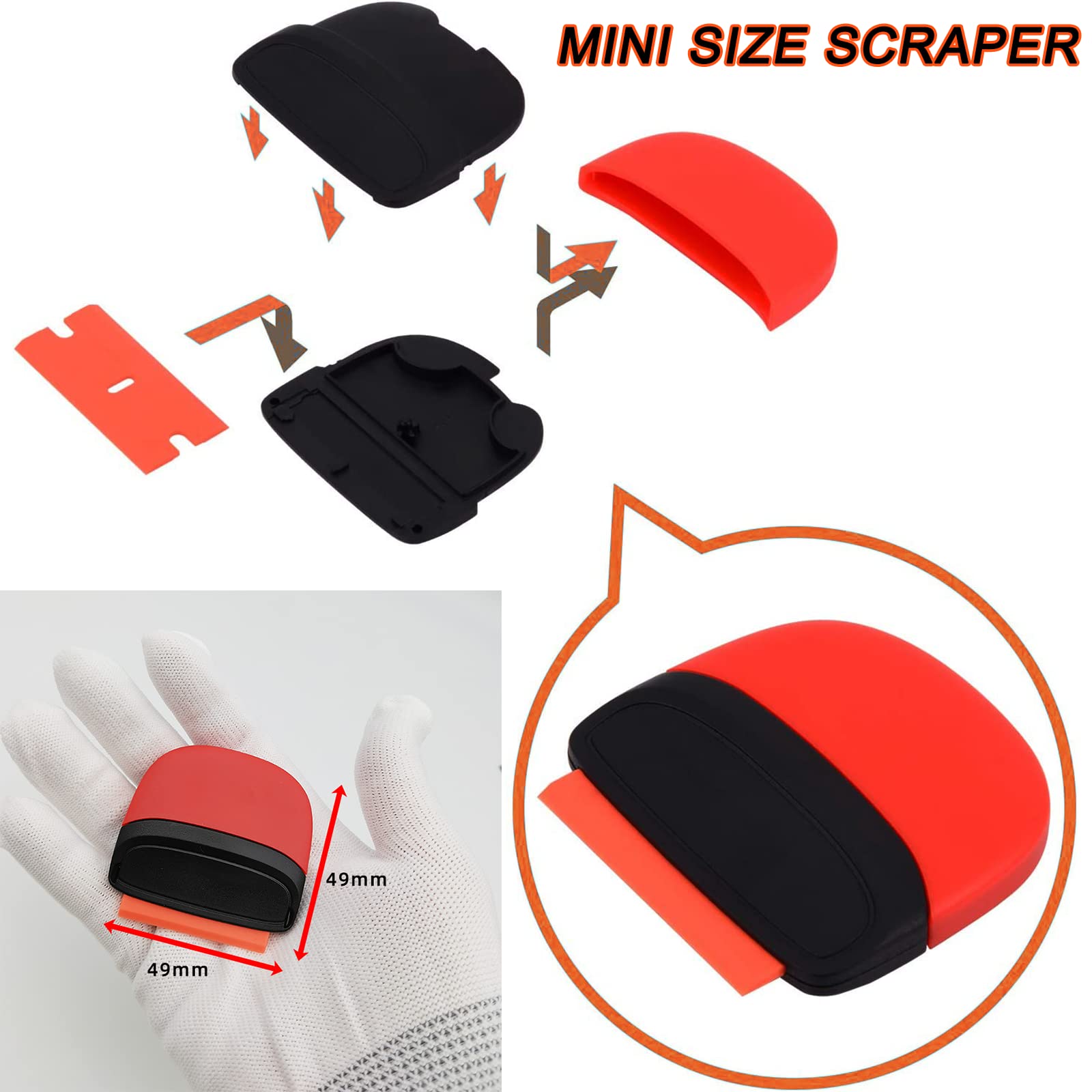 Razor Blade Scrape, Plastic Scraper Tools, Multi-Purpose Paint Scraper, Glass Cooktop Scraper, Scrapers for Remove Labels, Stickers, Decals, Caulk, Adhesive, Paint, Glue, Stove, Razor Blade Holder