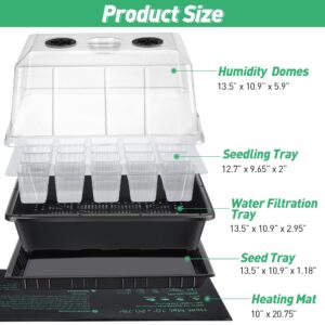 2 Pack Seed Starter Kit with Grow Lights and Heating Mat, 2 Set 40 Cell Indoor Seedling Starter Kit with Higher Humidity Domes and Tray, Seed Starter Tray for Greenhouse, Germination