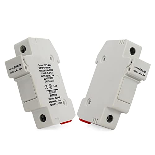20Sets Solar PV Fuse Holder with 2A/8A/10/12/15/20A/25A/30A PV Solar Fuse 1000VDC 10x38 gPV (AMP : 25A)
