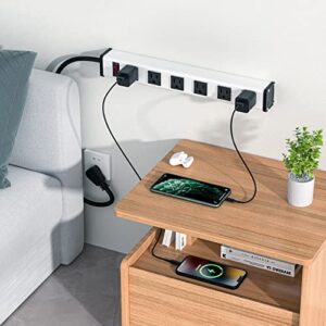 BERIGTTA Angled Flat Plug Metal Power Strip 6 Outlet, Wall Mount Workshop Power Strip with Switch for Home, Office, School, Workshop and Industrial Environments