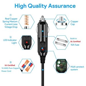 MJPOWER Car Charger Compatible with BLUETTI Car Charging Cable EB3A / EB70 / EB70S Portable Power Station 6.6 Feet 16AWG UL Certified DC Power Cord & 15A Fuse