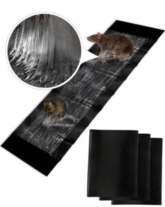 seekbit 3 pack rat sticky traps 6x extra large, black mouse glue trap sticky trap for mice and rats, enhanced stickiness trapping pads snakes spiders roaches for house rodent pest control