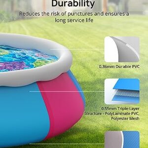 Inflatable Swimming Pool, 10ft ×30in Easy Set Pool with Pool Cover, Blow Up Pool Swimming Pools Above Ground for Kids Adults Family Backyard Garden