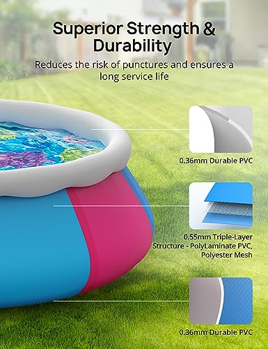 Inflatable Swimming Pool, 10ft ×30in Easy Set Pool with Pool Cover, Blow Up Pool Swimming Pools Above Ground for Kids Adults Family Backyard Garden