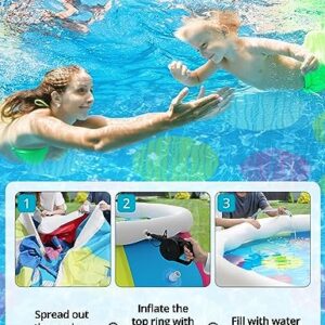 Inflatable Swimming Pool, 10ft ×30in Easy Set Pool with Pool Cover, Blow Up Pool Swimming Pools Above Ground for Kids Adults Family Backyard Garden