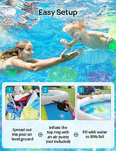 Inflatable Swimming Pool, 10ft ×30in Easy Set Pool with Pool Cover, Blow Up Pool Swimming Pools Above Ground for Kids Adults Family Backyard Garden