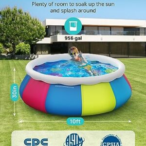 Inflatable Swimming Pool, 10ft ×30in Easy Set Pool with Pool Cover, Blow Up Pool Swimming Pools Above Ground for Kids Adults Family Backyard Garden