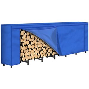 nananardoso 8ft firewood rack outdoor with cover combo set waterproof for wood storage, adjustable fire log stacker stand, heavy duty firewood log rack holder for fireplace lumber storage