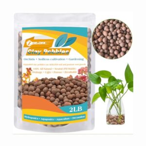 zeedix 2lb expanded clay pebbles for plants, 3qt 4mm-16mm leca balls clay aggregate grow media, natural organic clay pebbles for hydroponic, gardening, orchids, decoration, aquaponics