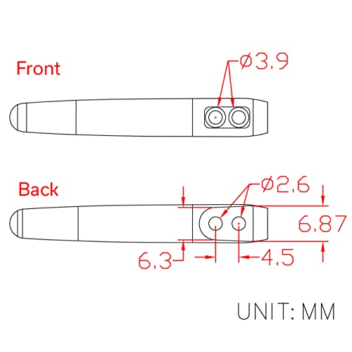 2PCS CIVIVI Flamed Titanium Pocket Clips, NO Screws Included, 50MM 55MM Clip with Recessed Screw Hole T002A