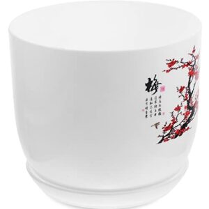 yardwe chinese ceramic planter porcelain flower pot with saucer bonsai pot decorative plant pot succulent planter for table centerpiece home office decor