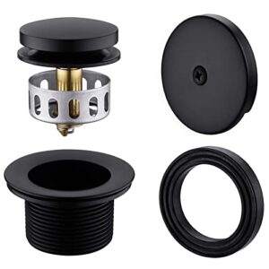 anpean brass tip-toe tub drain kit with basket strainer and single hole overflow faceplate, matte black
