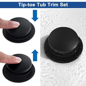Anpean Brass Tip-Toe Tub Drain Kit with Basket Strainer and Single Hole Overflow Faceplate, Matte Black