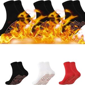 3 Pair Self-Heating Socks for Men Women, Unisex Therapy Magnetic Socks Washable Anti-Freezing Self Heating Socks Insulated Cold Weather for Outdoor Hunting Camping Hiking (Black)