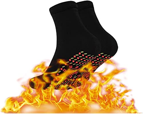 3 Pair Self-Heating Socks for Men Women, Unisex Therapy Magnetic Socks Washable Anti-Freezing Self Heating Socks Insulated Cold Weather for Outdoor Hunting Camping Hiking (Black)