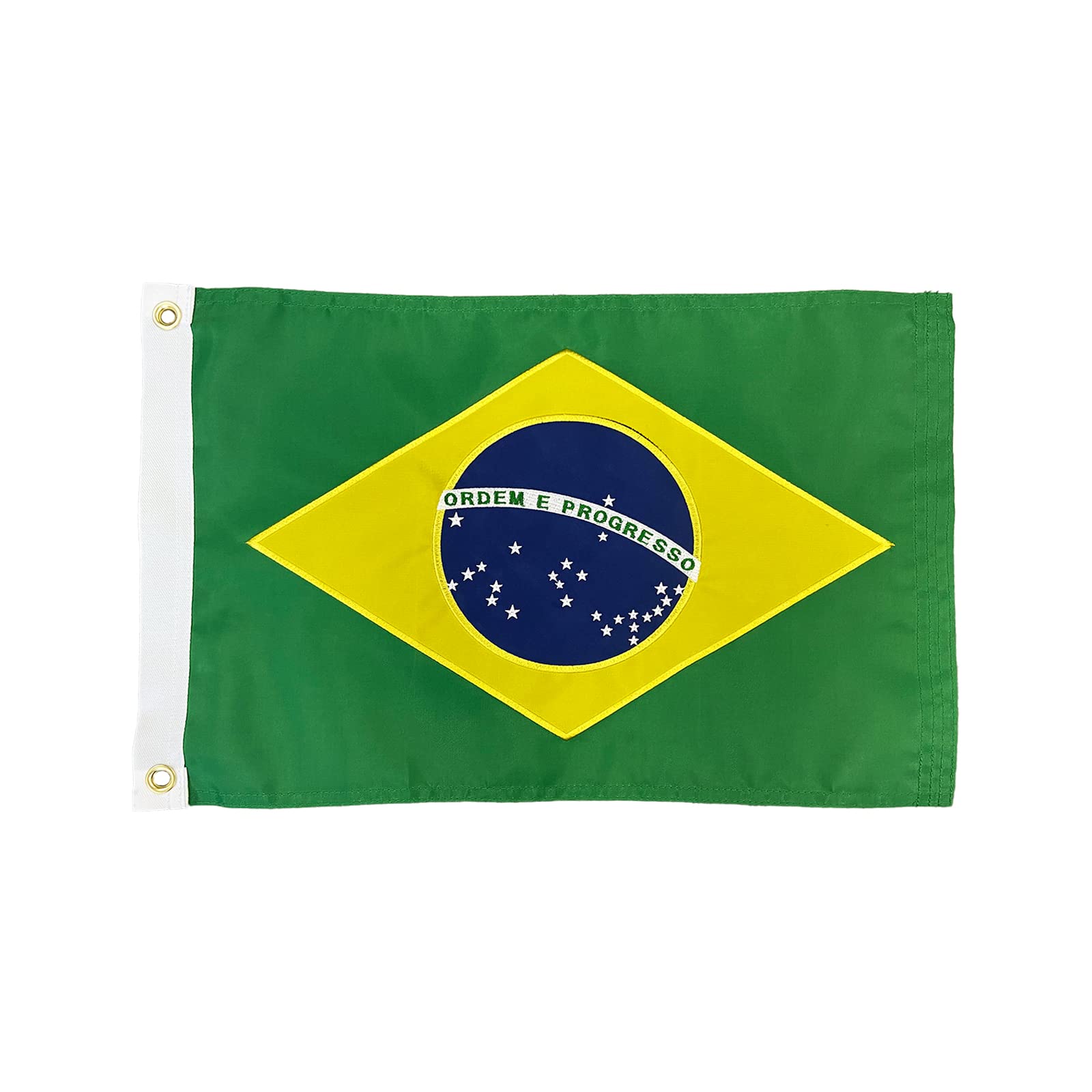 Homissor Brazilian Flag 12x18 Inch Embroidered Brazil National Flags Sewn Stripes Heavy Duty Outdoor with Brass Grommets