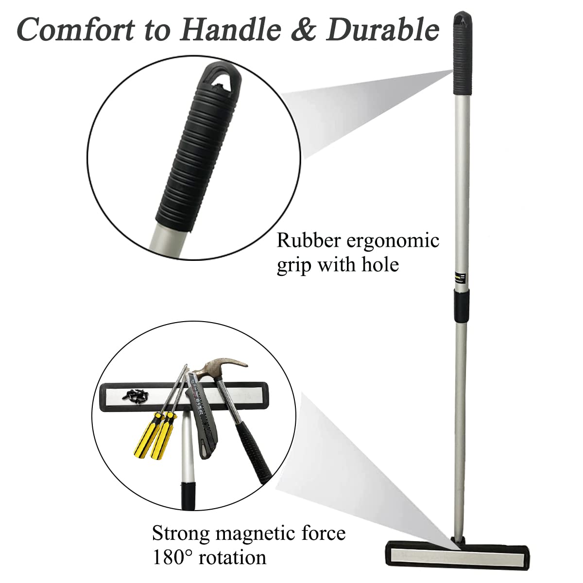 AOAUTO Magnet Sweeper Heavy Duty Telescoping Magnet Pickup Tool,16LB Pull Strong Magnetic Nail Sweeper with 28" to 45" Retractable Bar,Pickup Nails,Screws,Yard Magnet,Metal Parts