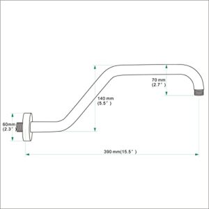 KAPHOME Shower Head Extension Arm,15.5 Inch Shower Arm Extension Replacement,Stainless Steel S Shape Shower Arm with Flange,Brushed Nickel,9Z2MK