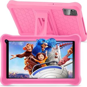 SANNUO Kids Tablet 7 inch Android 11, Pink, 32GB ROM, 2MP+5MP Dual Camera, Bluetooth, WiFi, Shockproof Case